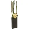 Bamboo Stems with Cymbidium Orchids in Tall Metal Planter