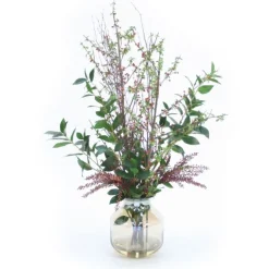 Berries in Smoke Amber Glass Vase