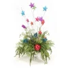 Bright and Colorful Arrangement with Ornaments and Drooping Pine
