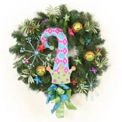 Bright and Colorful Wreath with a Jester Hat