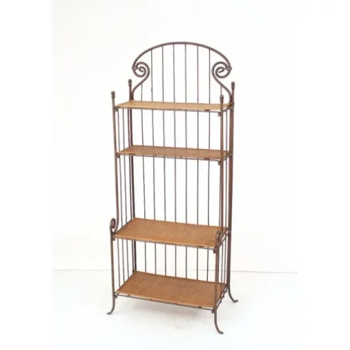 Bronze Corinthian Kd Bakers Rack with Bamboo Shelves