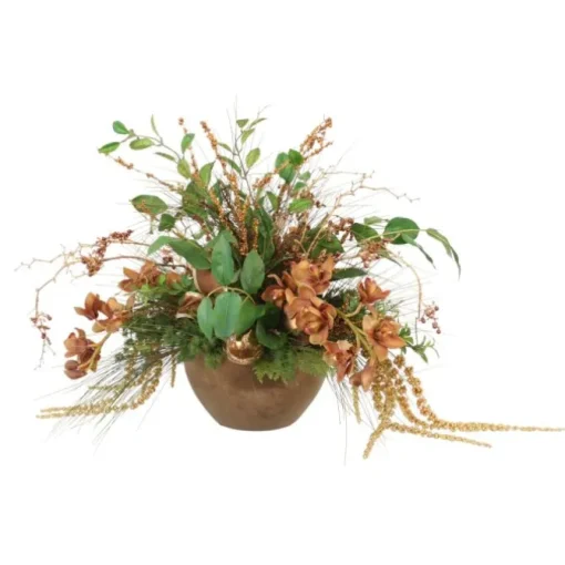 Bronze Holiday Floral in Round Bronze Bowl