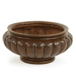 Brown Fluted Round Urn