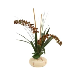 Brown Orchids in Balinese Ceramic Vase