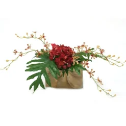 Burgundy and Gold Mix in Gold Ritz Vase