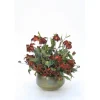 Burgundy Black Eyed Susans and Berries in Metal Sosa Bowl