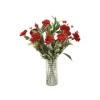Burgundy Zinnas with Red Daisies and Eucalyptus in Tall Vase