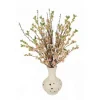 Cherry Blossoms in White Open Weave Vase