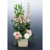 Cream Pink Roses with Foxglove in Square Container