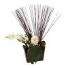 Cymbidium Orchids with Reeds in Flared Planter