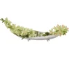 Cymbidium Orchids with Succulents in Long Silver Tray