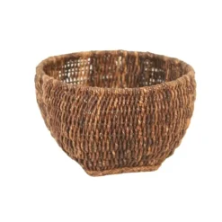 Dark Brown Rattan Basket with Square Base