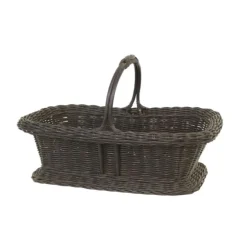 Dark Rattan Basket with Handle
