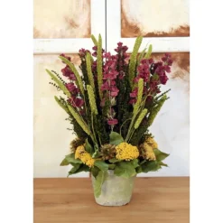 Delphiniums in Weathered Antique White Clay Pot