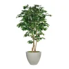 7' Deluxe Ficus Tree in Light Grey Vertically Ridge Planter