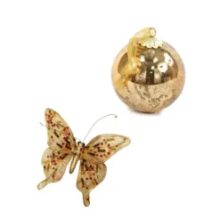 Designer Ornament Group featuring 12-  Mercury Gold Ornaments with 12- Gold Butterflies