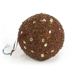 Designer Ornament Group featuring 6 -100mm Sequined Bronze Ornaments