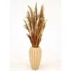 Dried Grasses in Tan Ribbed Vase