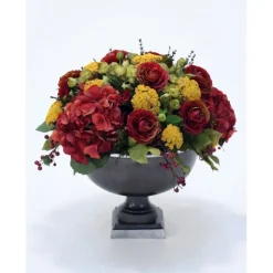 Fall Toned Hydrangea and Rose Mix in Hampton Urn