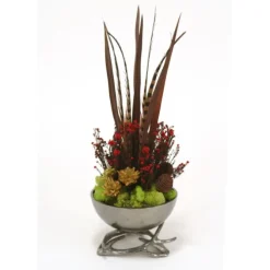 Feathers, Pods, Plumosum, Phylica and Feathers in Black Nickel Horn Bowl Or Horn Base