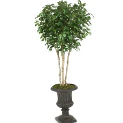 8' Ficus Tree in Rust Finish Resin Classic Urn