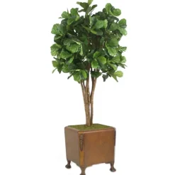 8' Fiddle Leaf Tree in Brown Faux Leather Finish Chateau Planter with Claw Feet