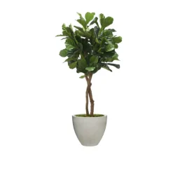 6' Fiddle Leaf Tree in Vertically Ridge  Grey Planter