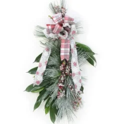 Frosted Snow Pine with Berries and Ribbon (Pack 2)