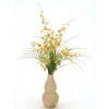 Gold Oncidium Orchids, Grass in Aged Almond Rio Vase