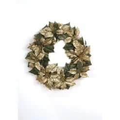 Gold Poinsettia Glitter Wreath