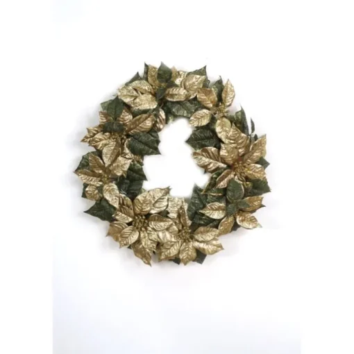 Gold Poinsettia Glitter Wreath