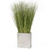 Grass in Silver Cube Planter