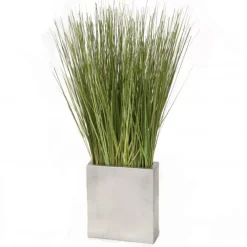 Grass in Silver Cube Planter
