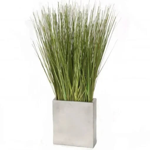 Grass in Silver Cube Planter