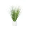 Grass in White Ribbed Vase