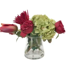 Green Hydrangea with Burgundy Garden Mix