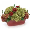 Green Hydrangea with Ranunculus in Scalloped Planter