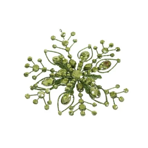 6" Hanging Jewel Snowflake Green (Sold in Multiples of 24)