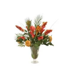 Harvest Tone Mixed Arrangement in Flared Glass Urn