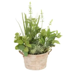 Herb Garden in Metal Round Planter with Handles