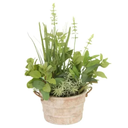 Herb Garden in Metal Round Planter with Handles