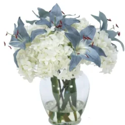 Hydrangea with Lilies in Ginger Jar