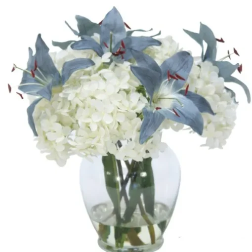 Hydrangea with Lilies in Ginger Jar