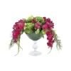 Hydrangea with Orchids and Hanging Amaranthus in Glass Bowl with Pedestal