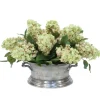 Hydrangeas in Oval Pewter Planter