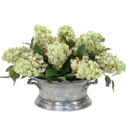 Hydrangeas in Oval Pewter Planter