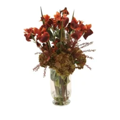 Iris' Hydrangea with Berries in Glass Vase