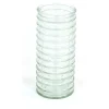 Large Ribbed Glass Cylinder in Clear Green