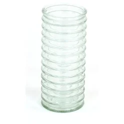 Large Ribbed Glass Cylinder in Clear Green