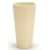 Large Round Vase with Wave Line and Beige Glaze
